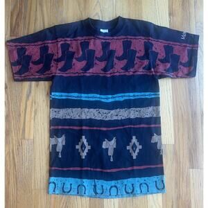 Vintage 90s COWBOY Southwestern Aztec Men's Medium Tee Montana Single Stitch